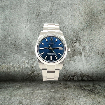 ROLEX OYSTER PERPETUAL 34mm BLUE NUOVO stickers