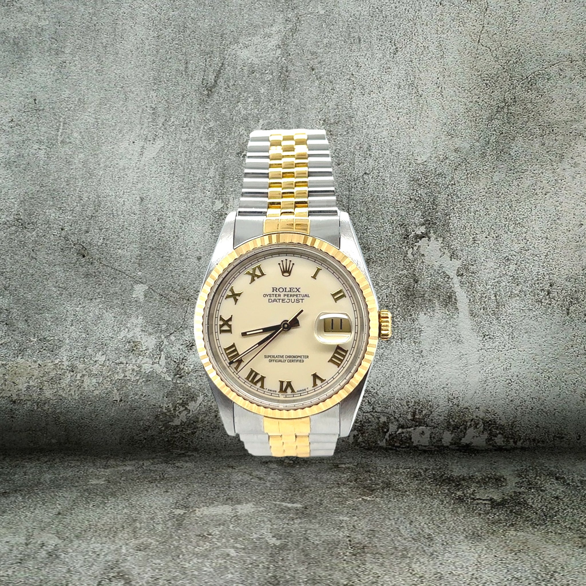 ROLEX DATEJUST CREAM ROMAN 16233 FULL SET